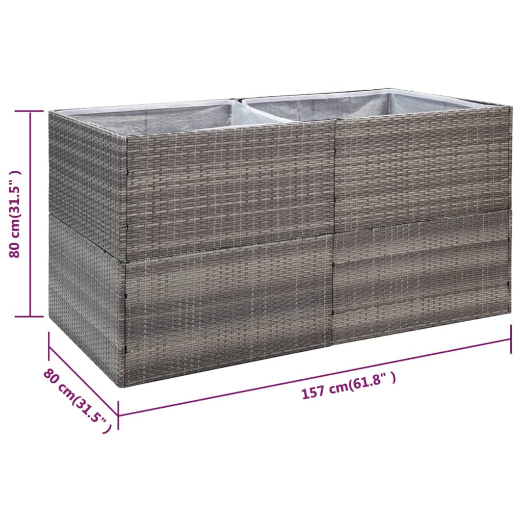 vidaXL Garden Planter Black 61.8"x31.5"x31.5" Poly Rattan-26