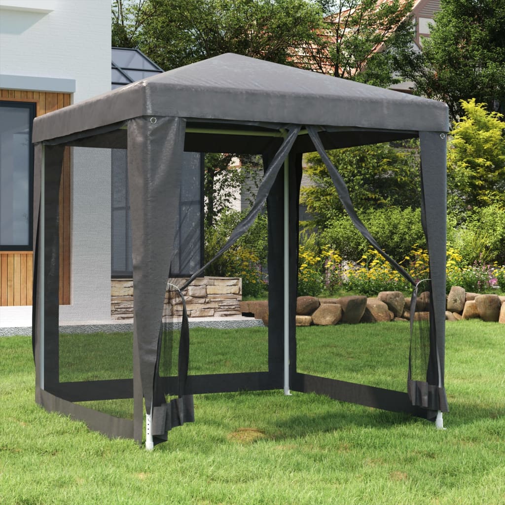 vidaXL Party Tent with 4 Mesh Sidewalls White Pavilion Marquee Multi Sizes-56