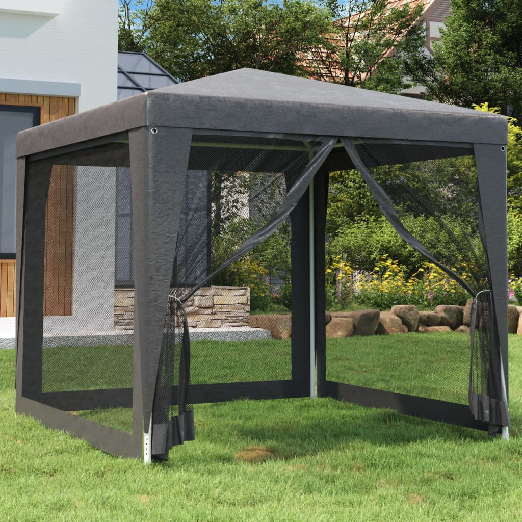 vidaXL Party Tent with 4 Mesh Sidewalls White Pavilion Marquee Multi Sizes-55