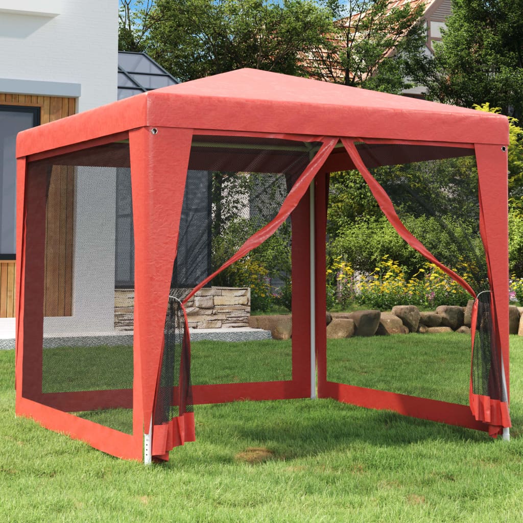 vidaXL Party Tent with 4 Mesh Sidewalls White Pavilion Marquee Multi Sizes-16