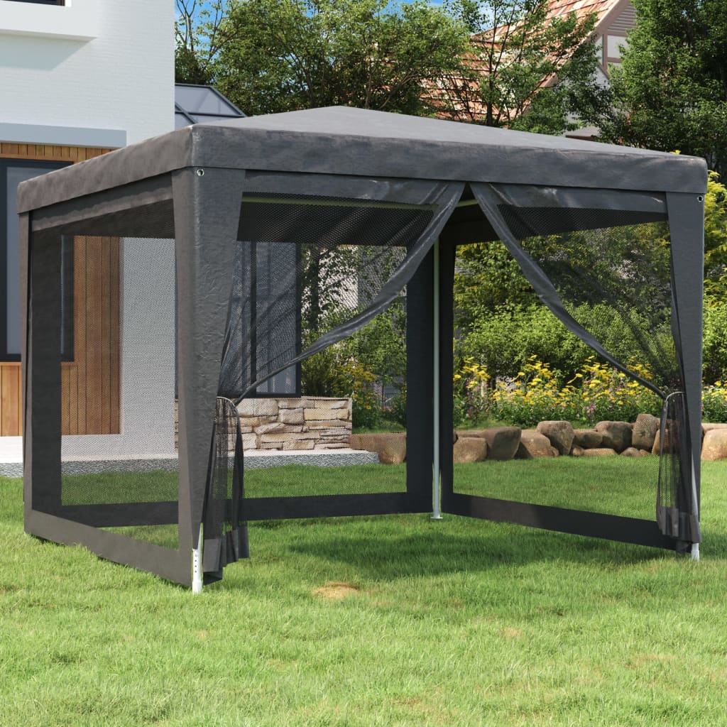 vidaXL Party Tent with 4 Mesh Sidewalls White Pavilion Marquee Multi Sizes-53
