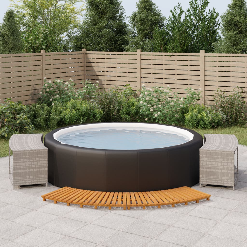 vidaXL Hot Tub Surround Gray Poly Rattan and Solid Wood Acacia-0
