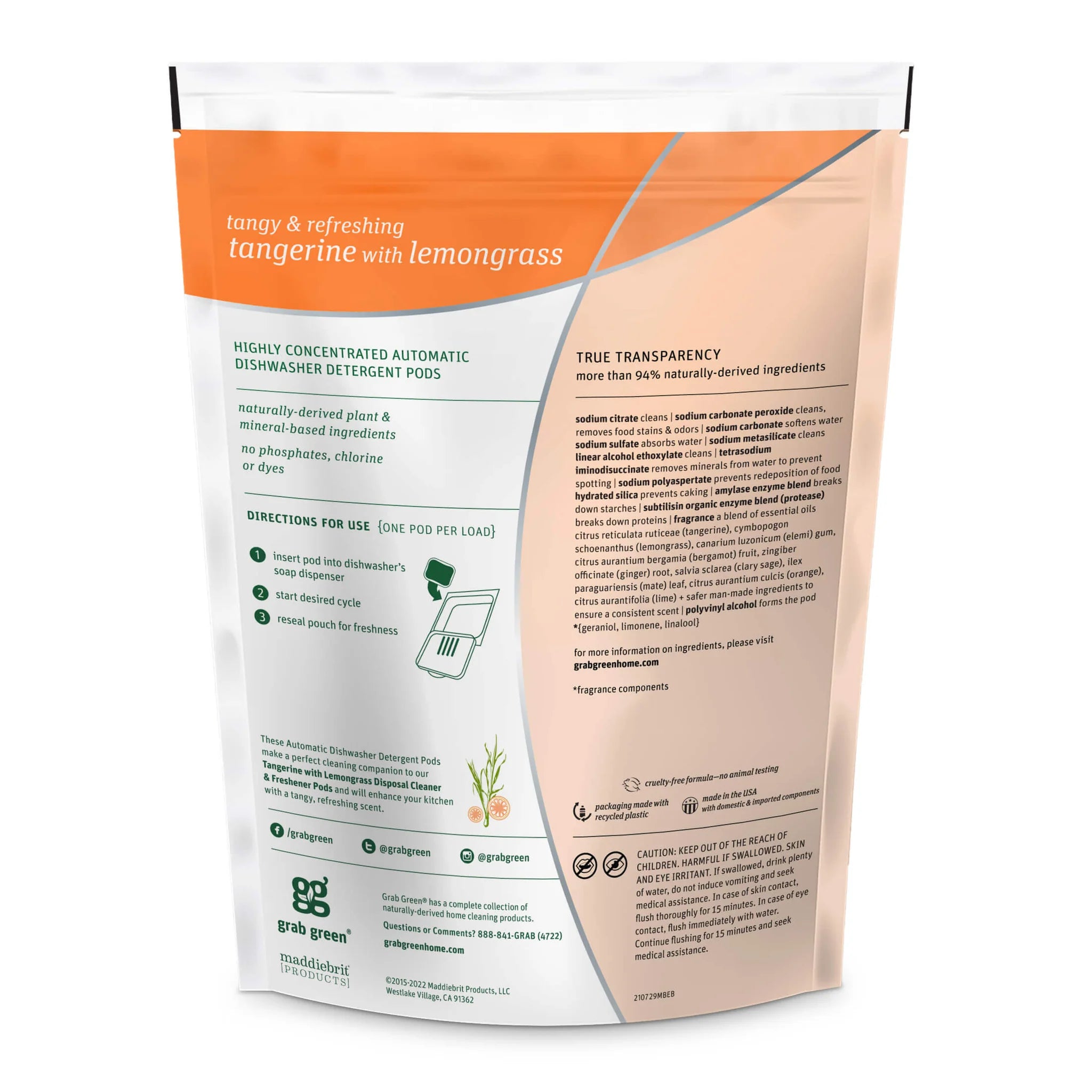 Grab Green Tangerine with Lemongrass Dishwashing Detergent Pods