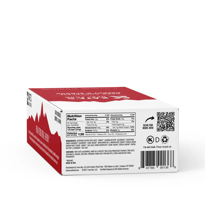 KATE HANDLE BAR Dark Chocolate Cherry & Almond Bars( 12 X 2.2 BOX )