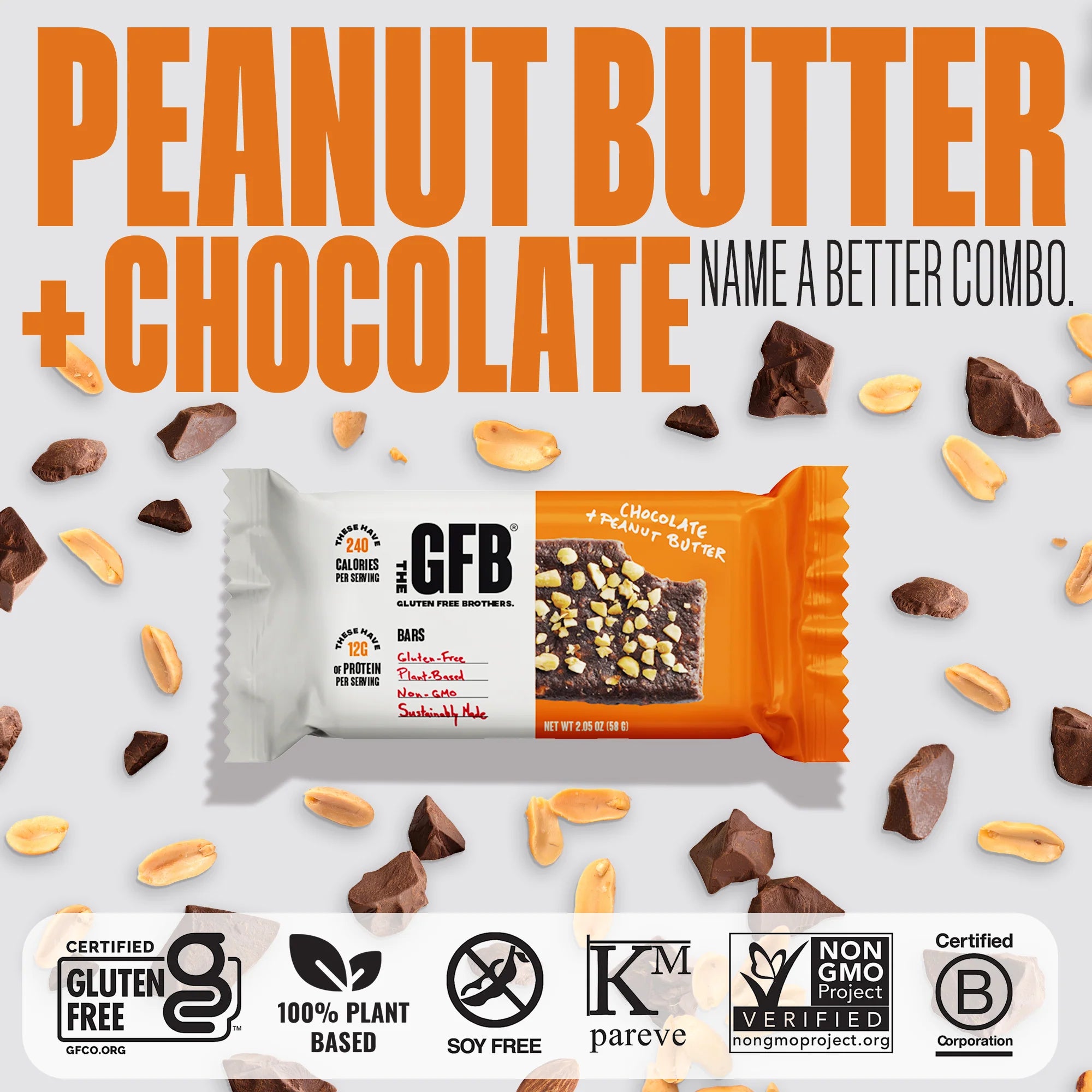 The GFB Chocolate Peanut Butter Bars Box of 12