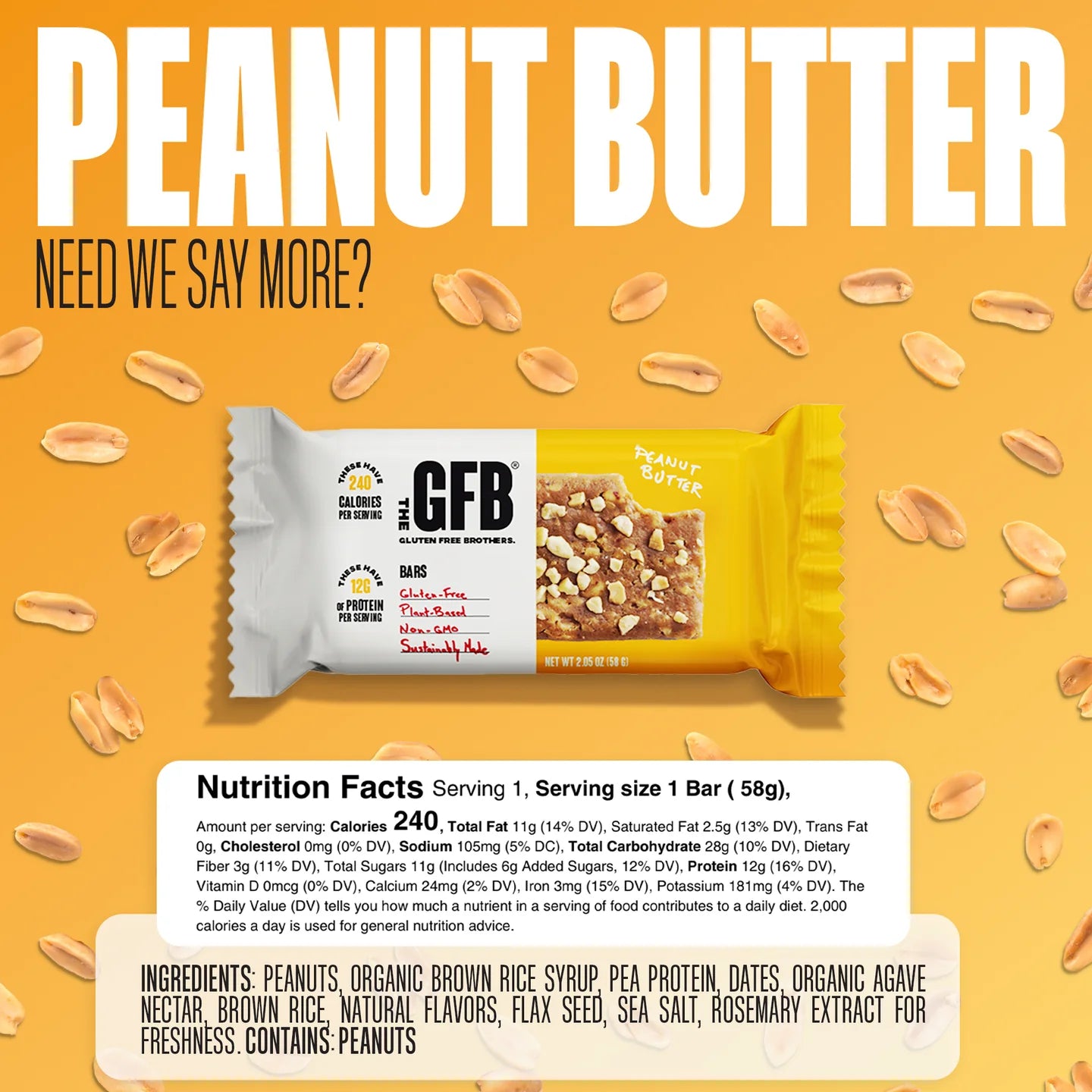 The GFB Peanut Butter Bars Box of 12