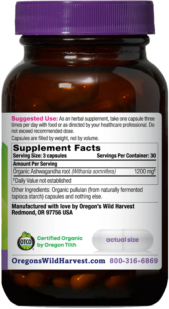 Oregon's Wild Harvest Organic Ashwagandha, 90 ct