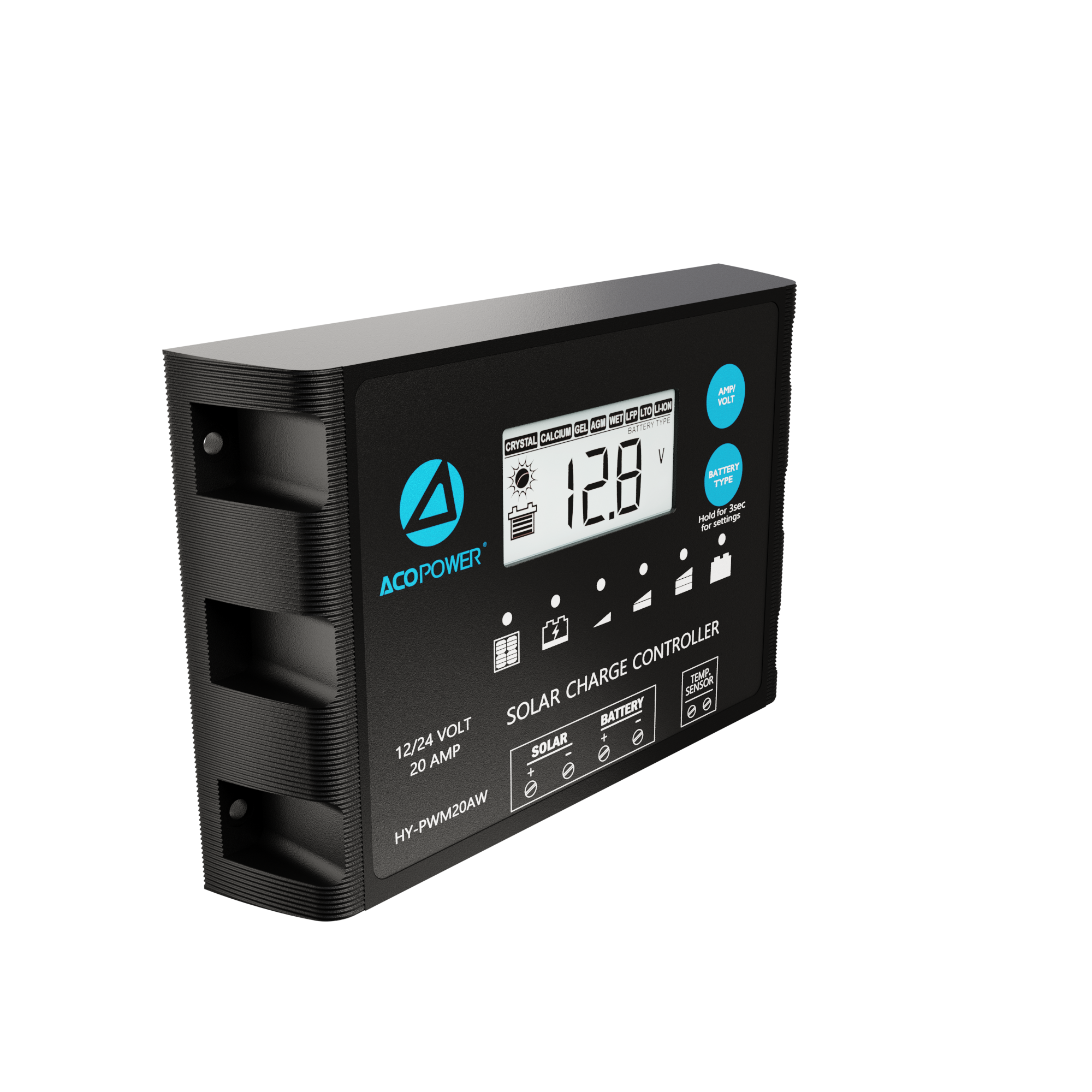 ACOPOWER 20A ProteusX Waterproof PWM Solar Charge Controller with Alligator Clips and MC4 Connectors-22