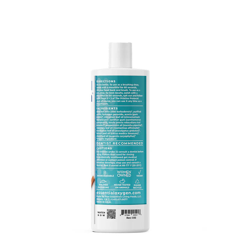 Essential Oxygen BR Organic Mouthwash + Brushing Rinse Cinnamint 16 OZ