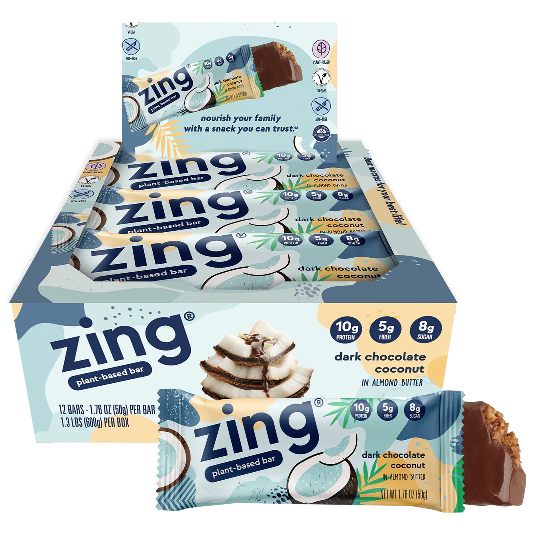 zing dark chocolate coconut nutrition bars - Box of 12