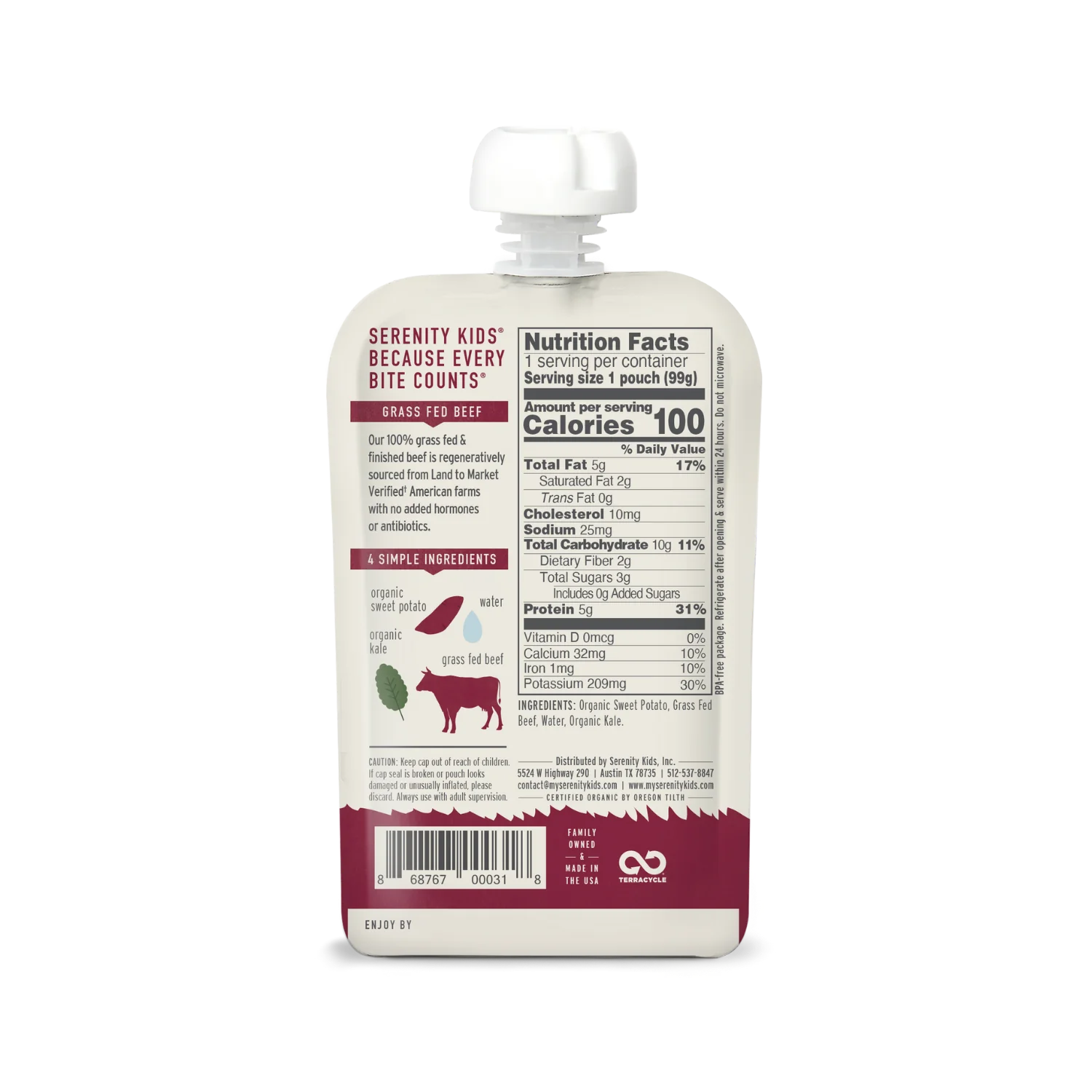 Serenity Kids Grass Fed Beef with Organic Kale & Sweet Potato