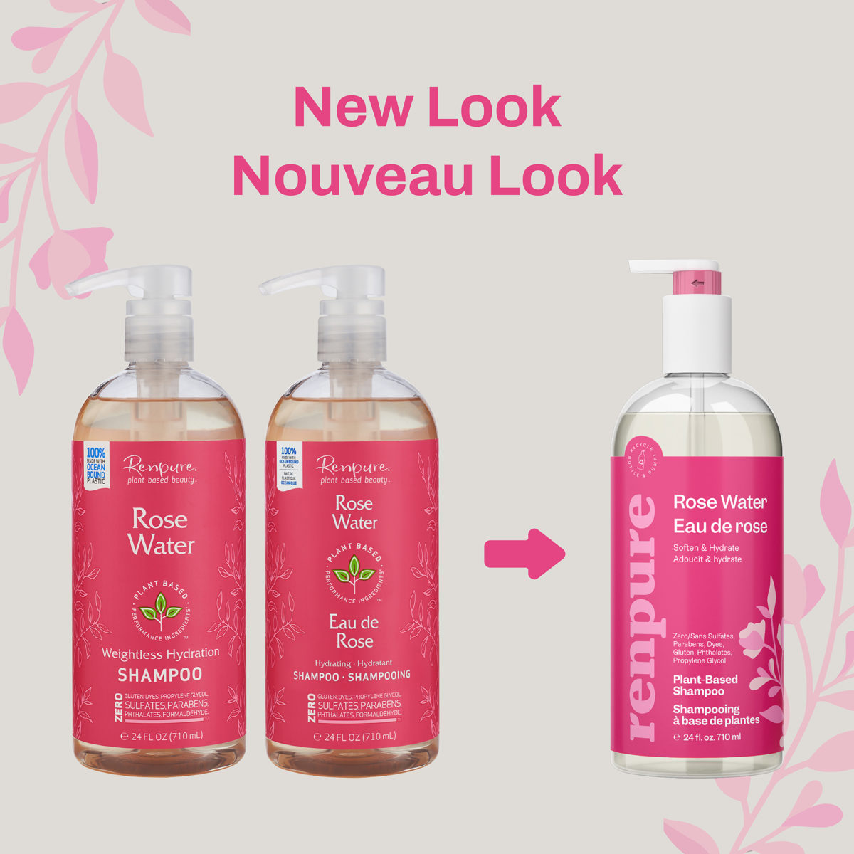 Renpure Rose Water Soften & Hydrate Shampoo 24oz