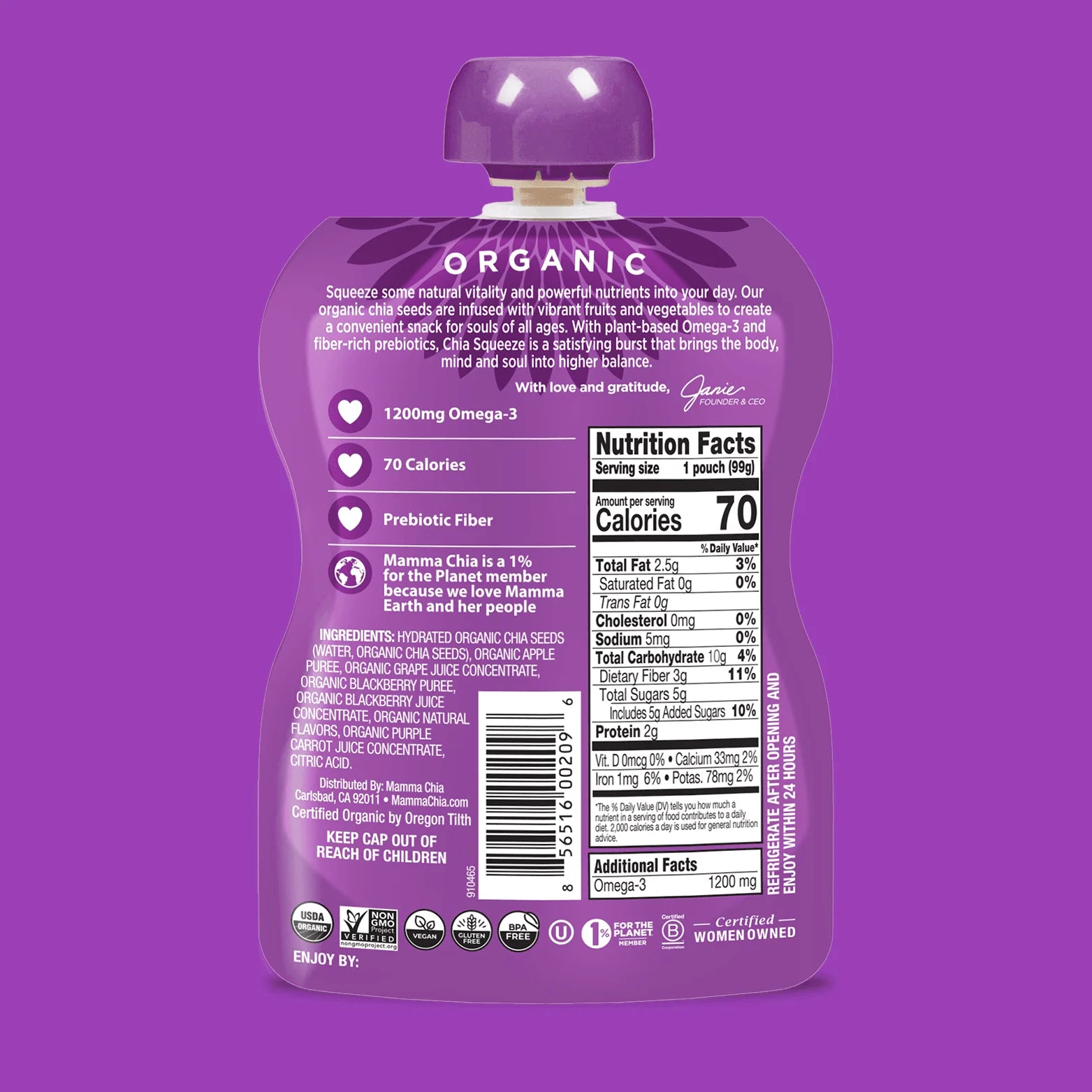 Blackberry Bliss Organic Chia Squeeze 16 Pack