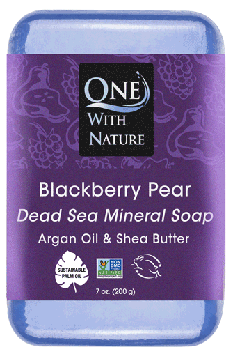 One With Nature Blackberry Pear Soap with Dead Sea Minerals, Argan Oil & Shea Butter