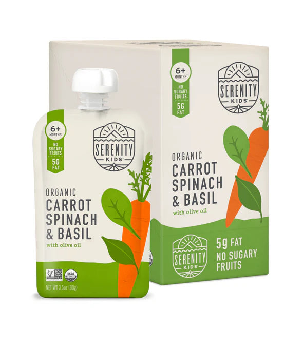 Serenity Kids Organic Carrot Spinach & Basil with Organic Olive Oil