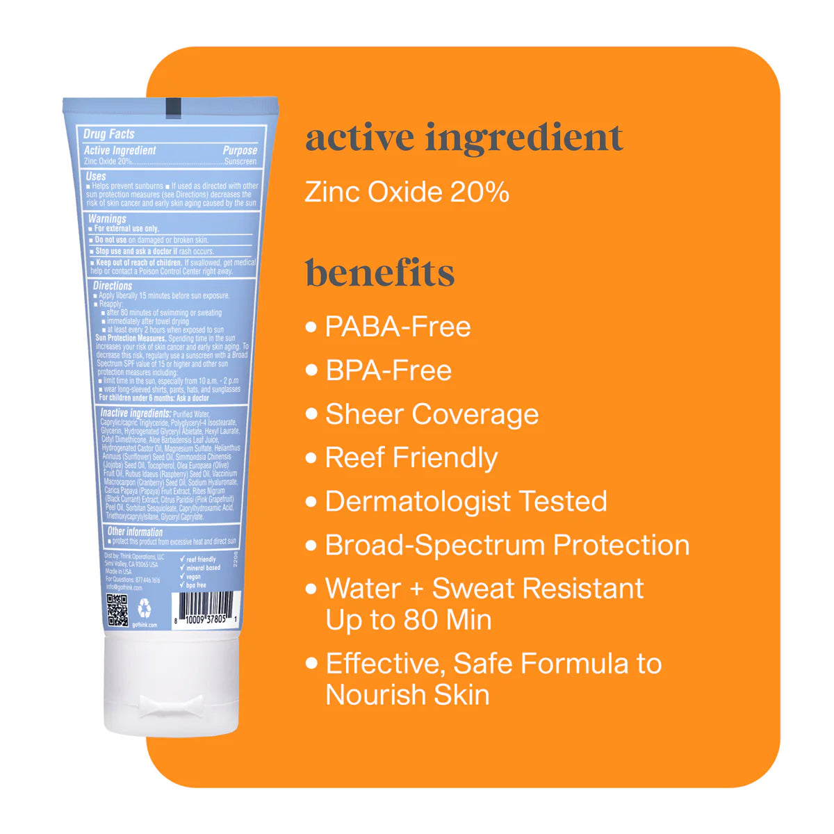 Thinksport SPF30 Clear Zinc Sunscreen 3 oz
