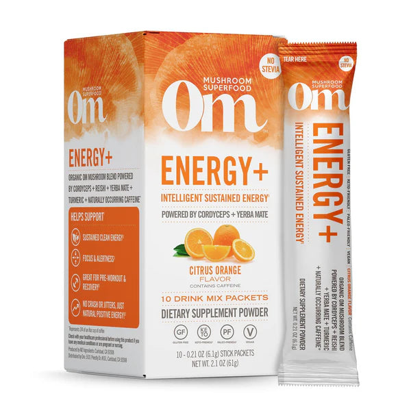 Om Energy+ Citrus Orange Mushroom Drink Mix, 10 ct