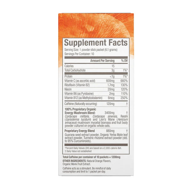 Om Energy+ Citrus Orange Mushroom Drink Mix, 10 ct