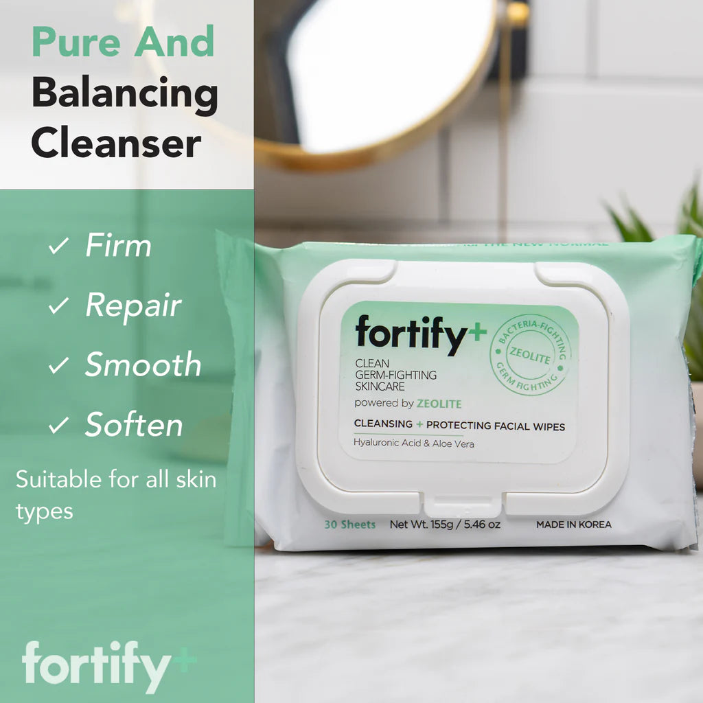 Fortify Cleansing + Protecting Facial Wipes