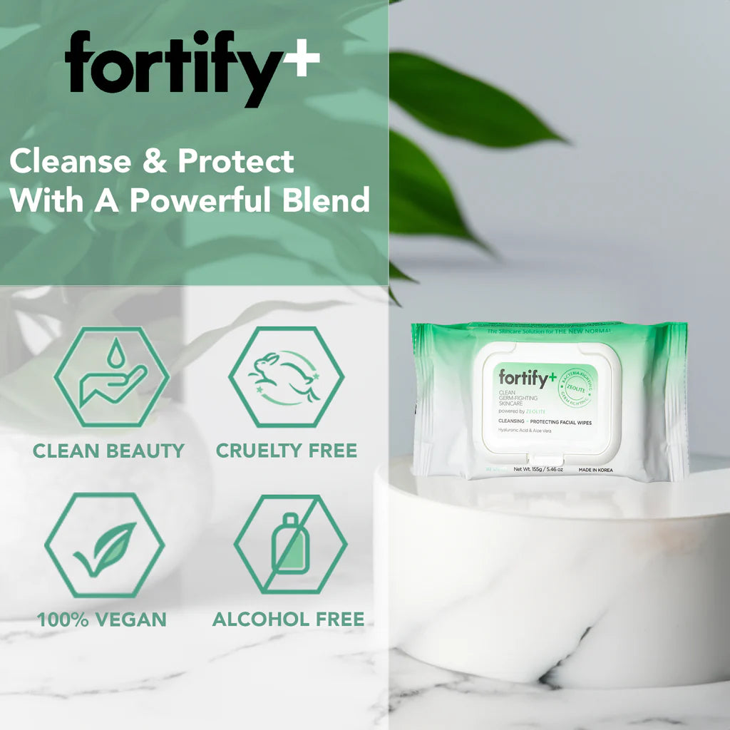 Fortify Cleansing + Protecting Facial Wipes