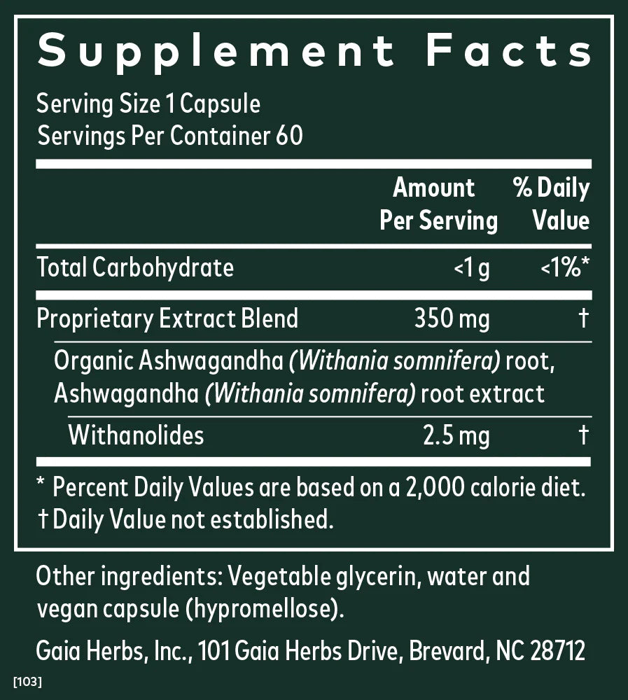 Gaia Herbs Ashwagandha Root, 120 ct