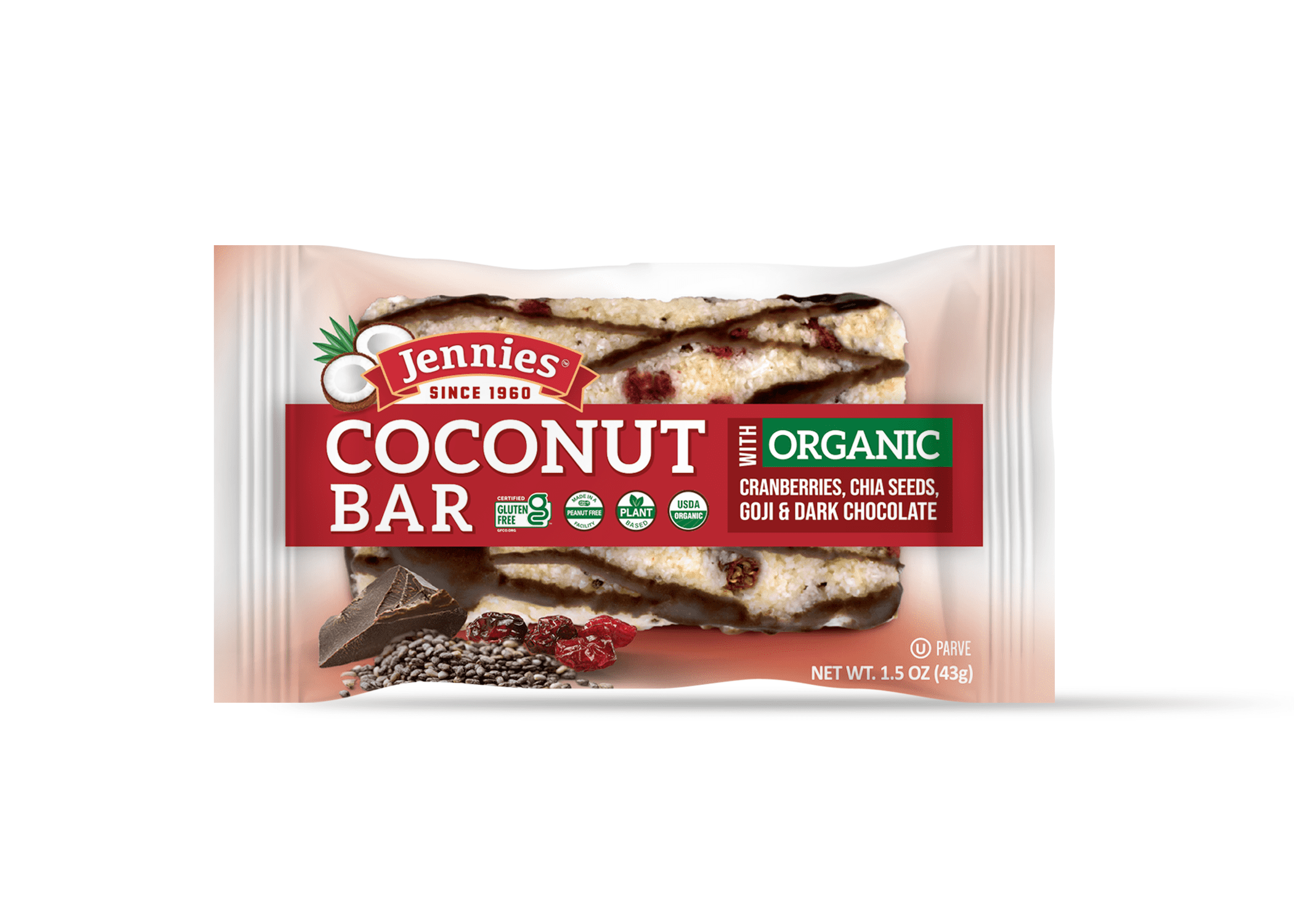 Jennies Organic Certified Gluten Free Goji Bar Box of 12