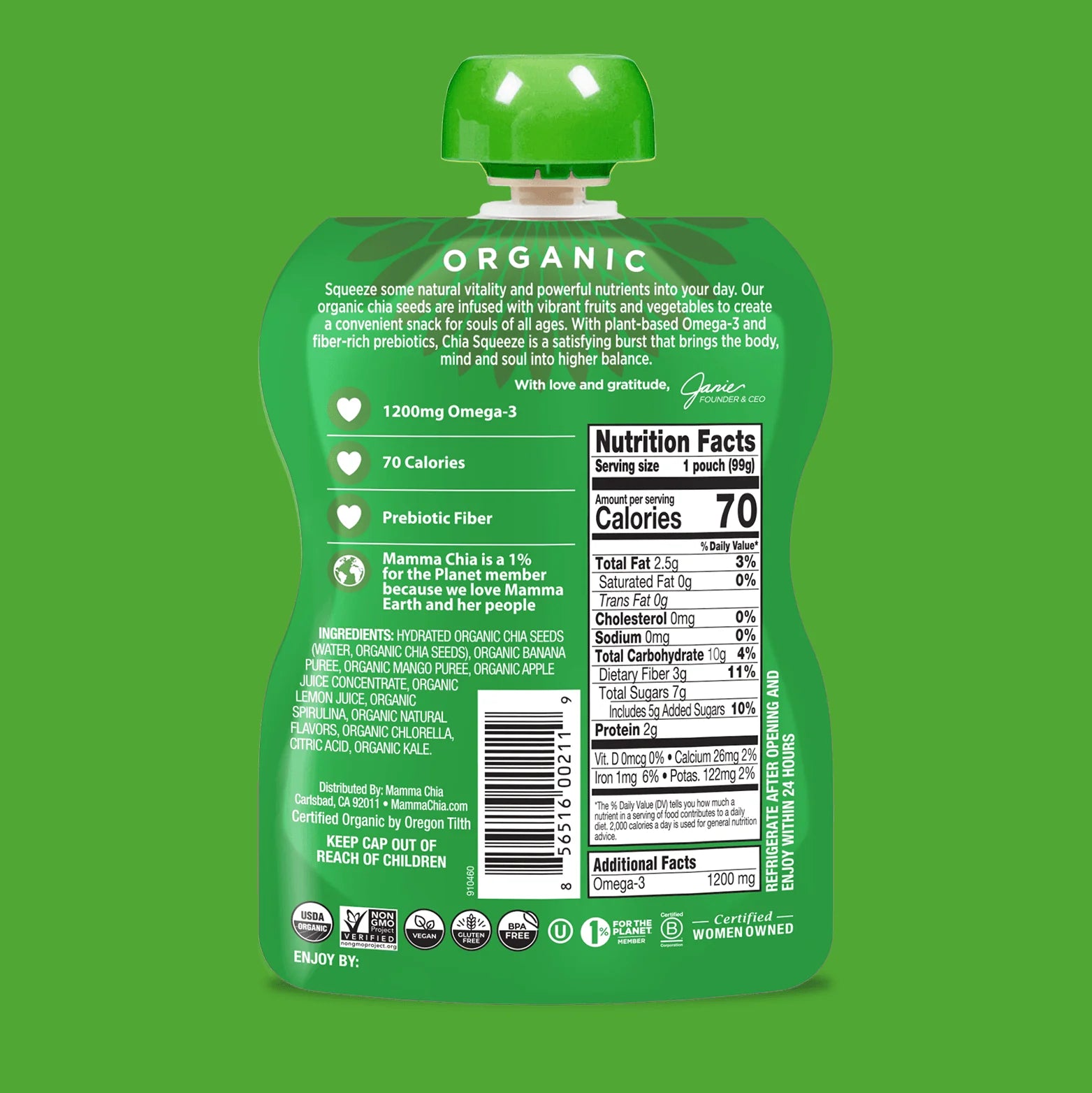 Mamma Chia Green Magic Organic Chia Squeeze