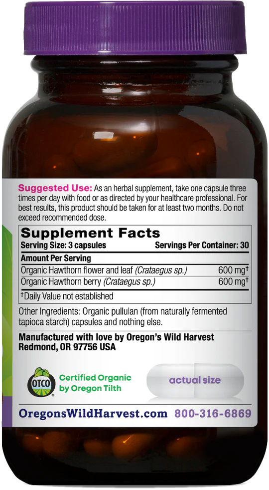 Oregon's Wild Harvest Organic Hawthorn, 90 ct