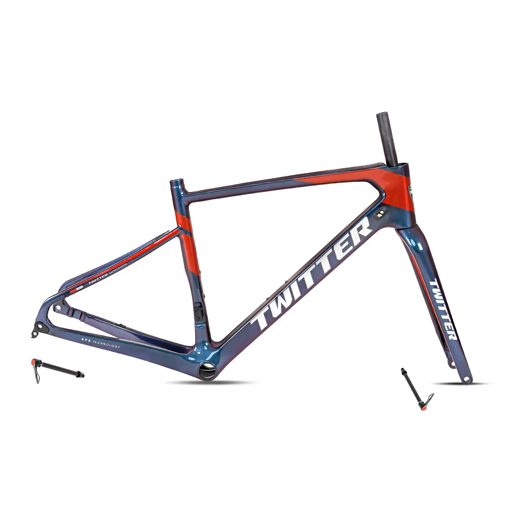 TWITTER GRAVEL Disc Carbon Road Frame Set – T800, 700C, Gravel, Full Holographic-1