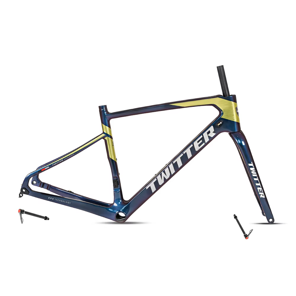 TWITTER GRAVEL Disc Carbon Road Frame Set – T800, 700C, Gravel, Full Holographic-2
