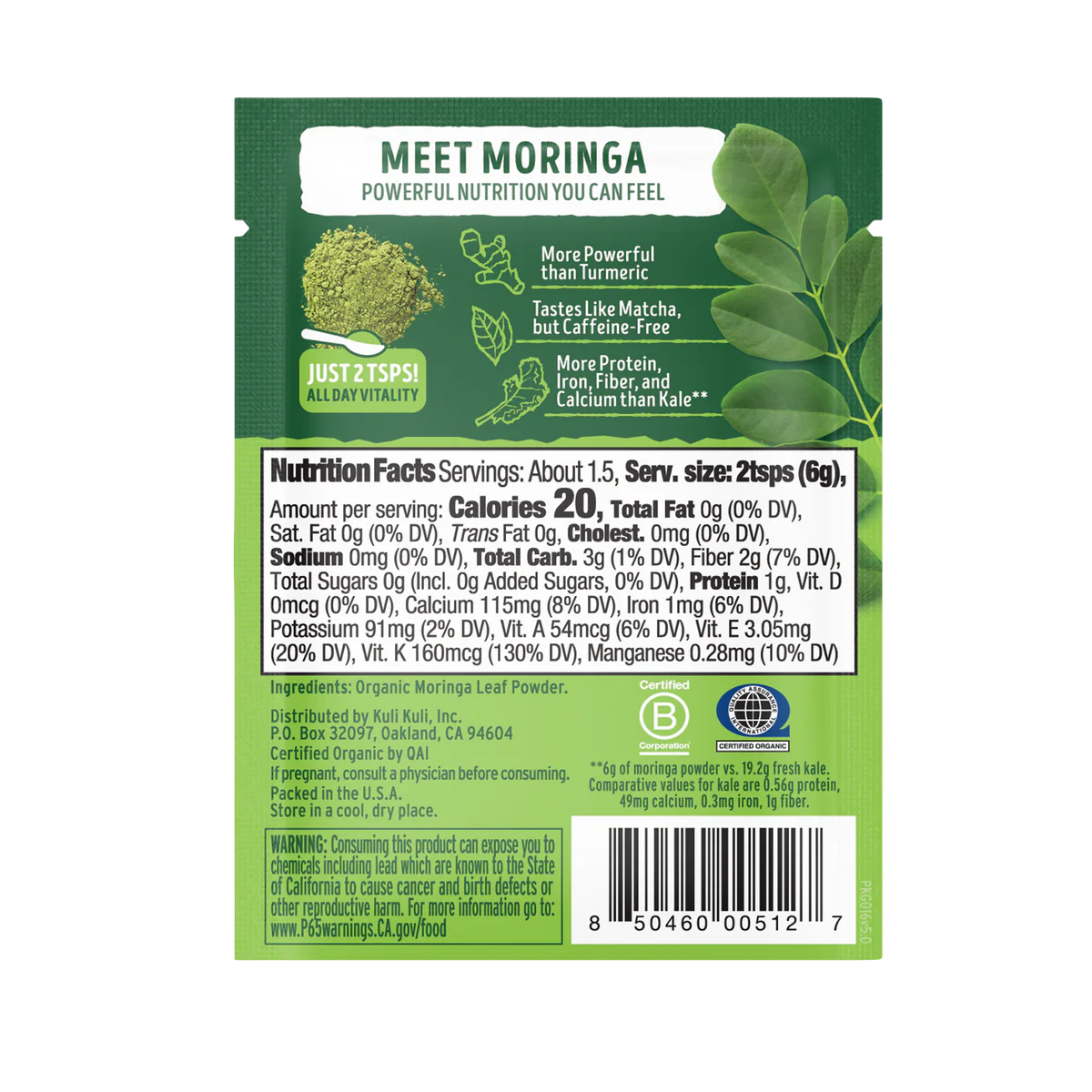 Kuli Kuli Organic Pure Moringa Powder Packets