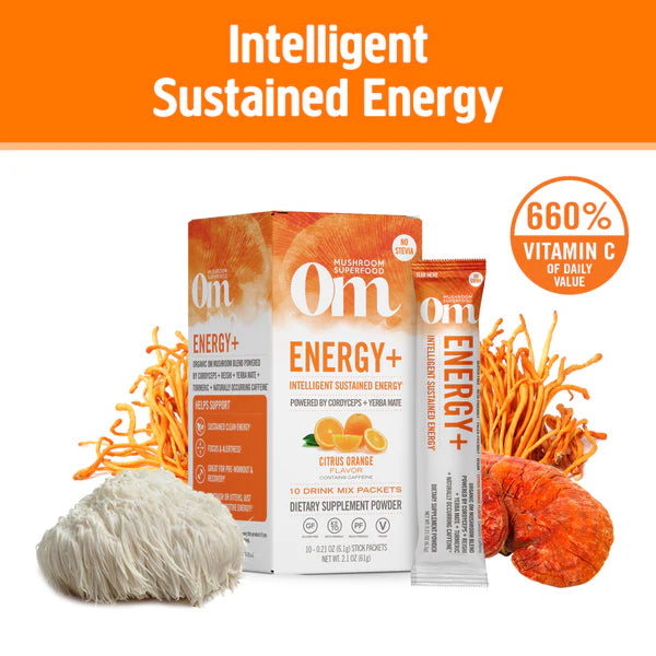 Om Energy+ Citrus Orange Mushroom Drink Mix, 10 ct