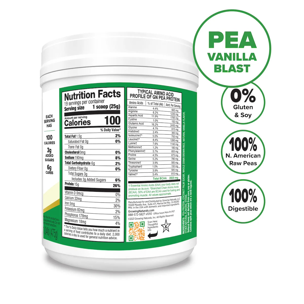 Non-GMO Pea Protein Powder Vanilla Blast