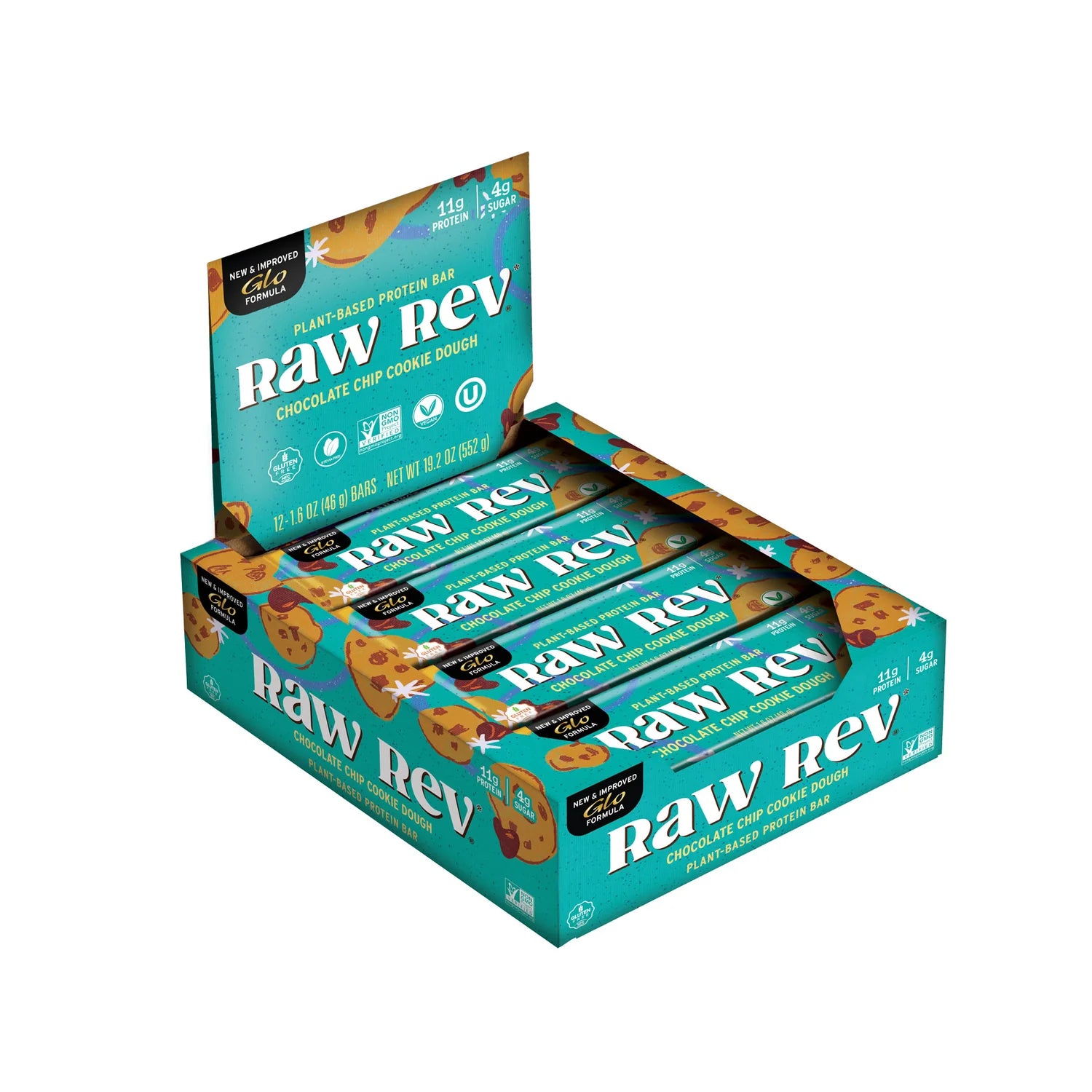 Raw Rev Glo Chocolate Chip Cookie Dough ( 12 X 1.6 OZ )