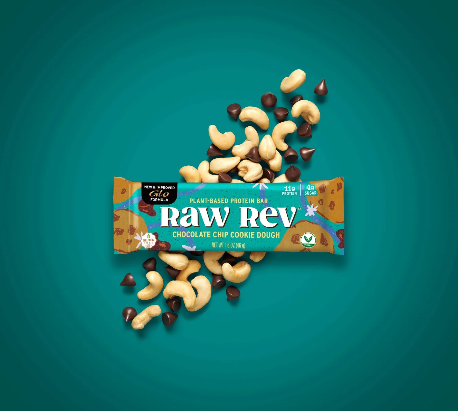 Raw Rev Glo Chocolate Chip Cookie Dough ( 12 X 1.6 OZ )