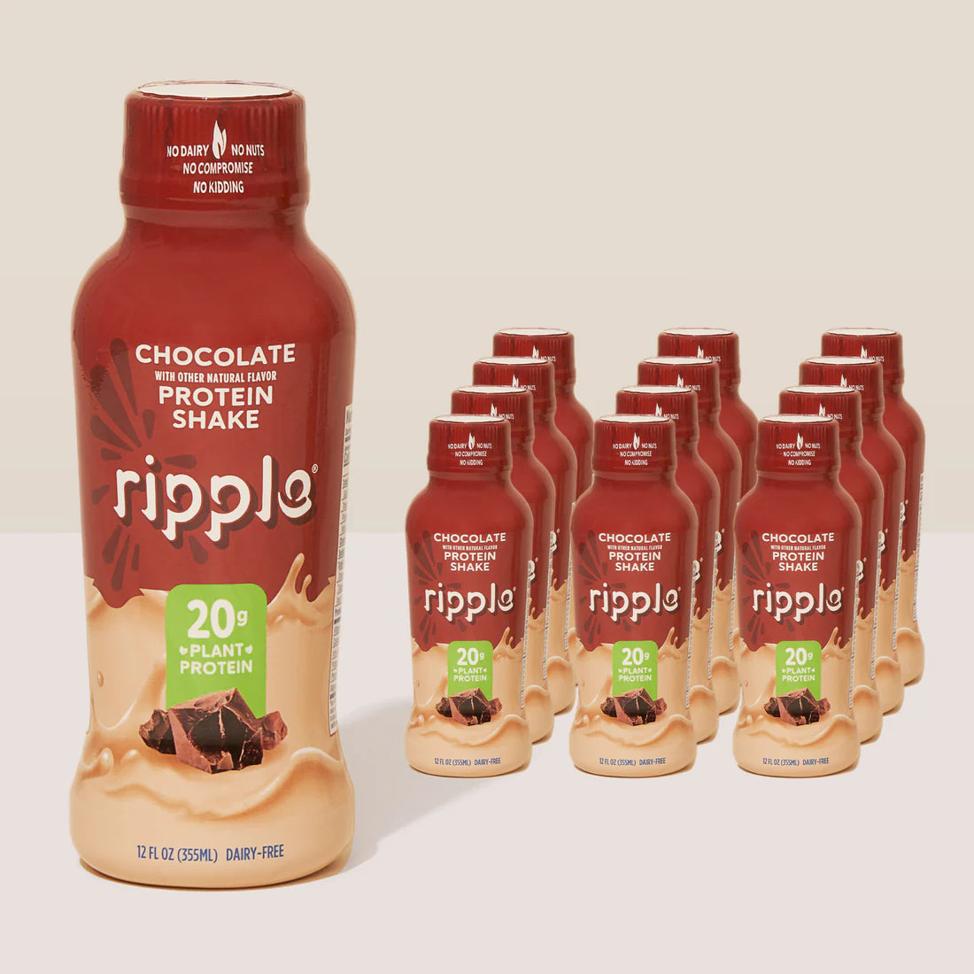 Ripple Chocolate Plant-Based Protein Shake  (12 X 12 OZ )