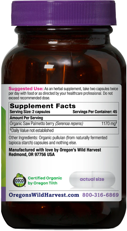 Oregon's Wild Harvest Saw Palmetto, 90 ct