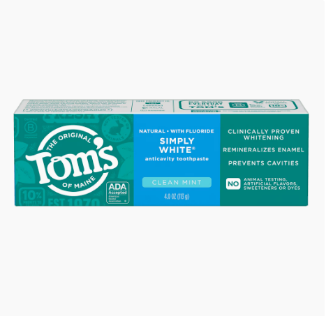 Tom's Of Maine Simply White Clean Mint Anticavity Toothpaste 6 Pack