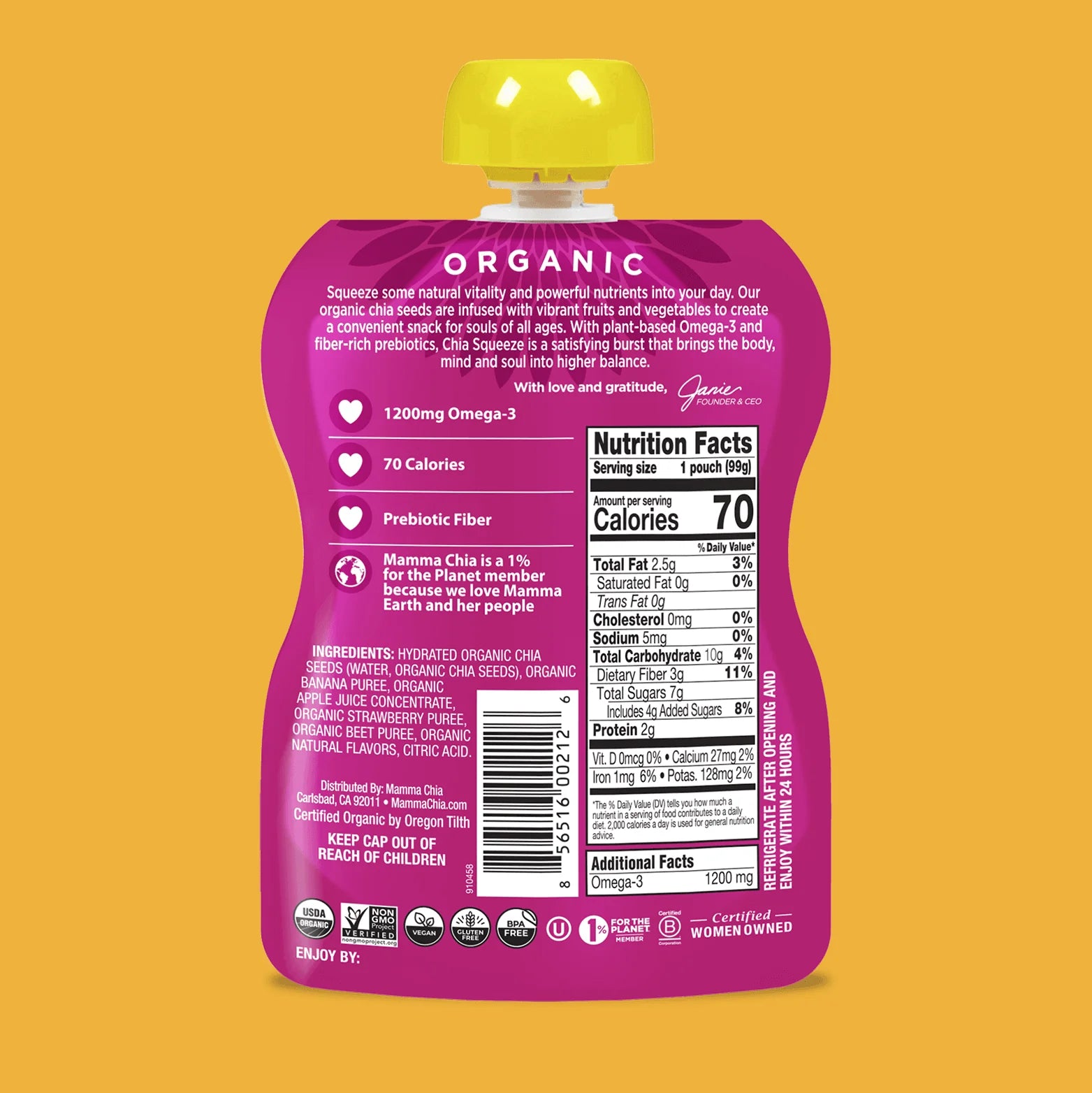 Strawberry Banana Organic Chia Squeeze 16 Pack