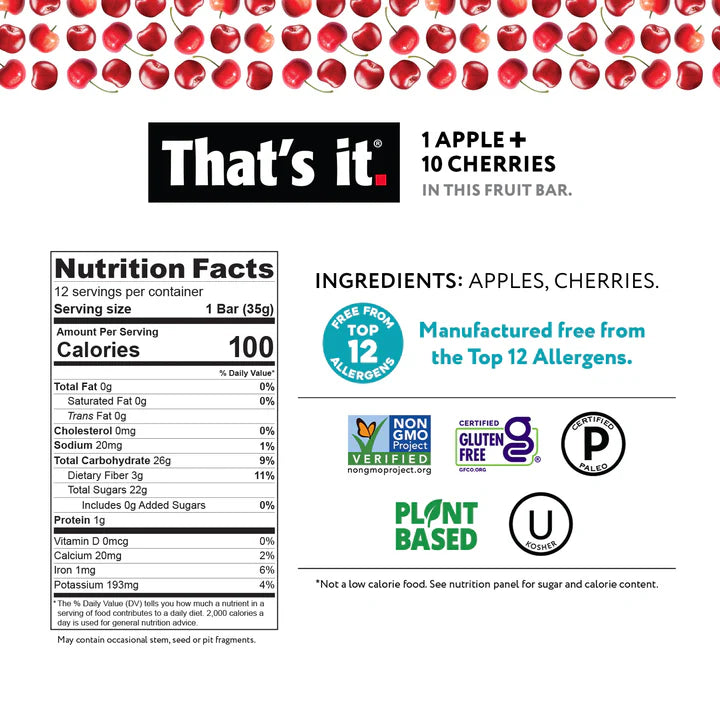 That's It Apple Cherry Fruit Bar (12x1.2 Oz)