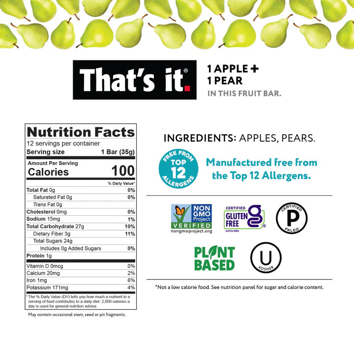 That's It Apple Pear Fruit Bar (12x1.2 Oz)