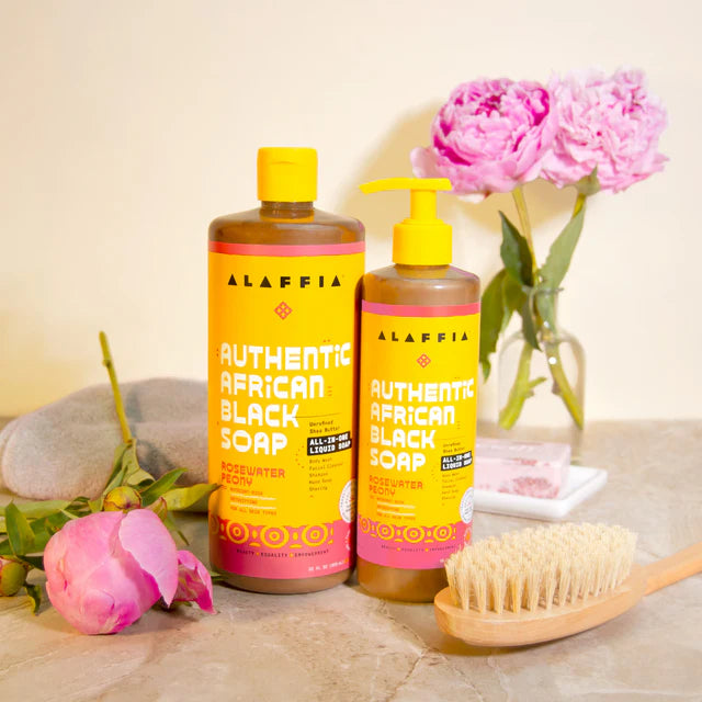 Alaffia Authentic African Black Soap All-In-One - Rosewater Peony