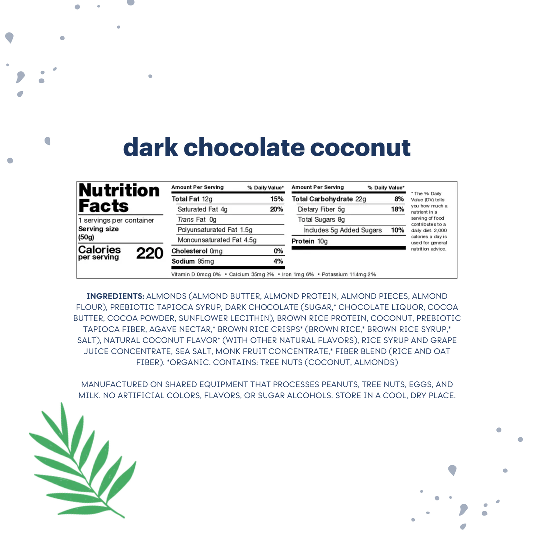 zing dark chocolate coconut nutrition bars - Box of 12