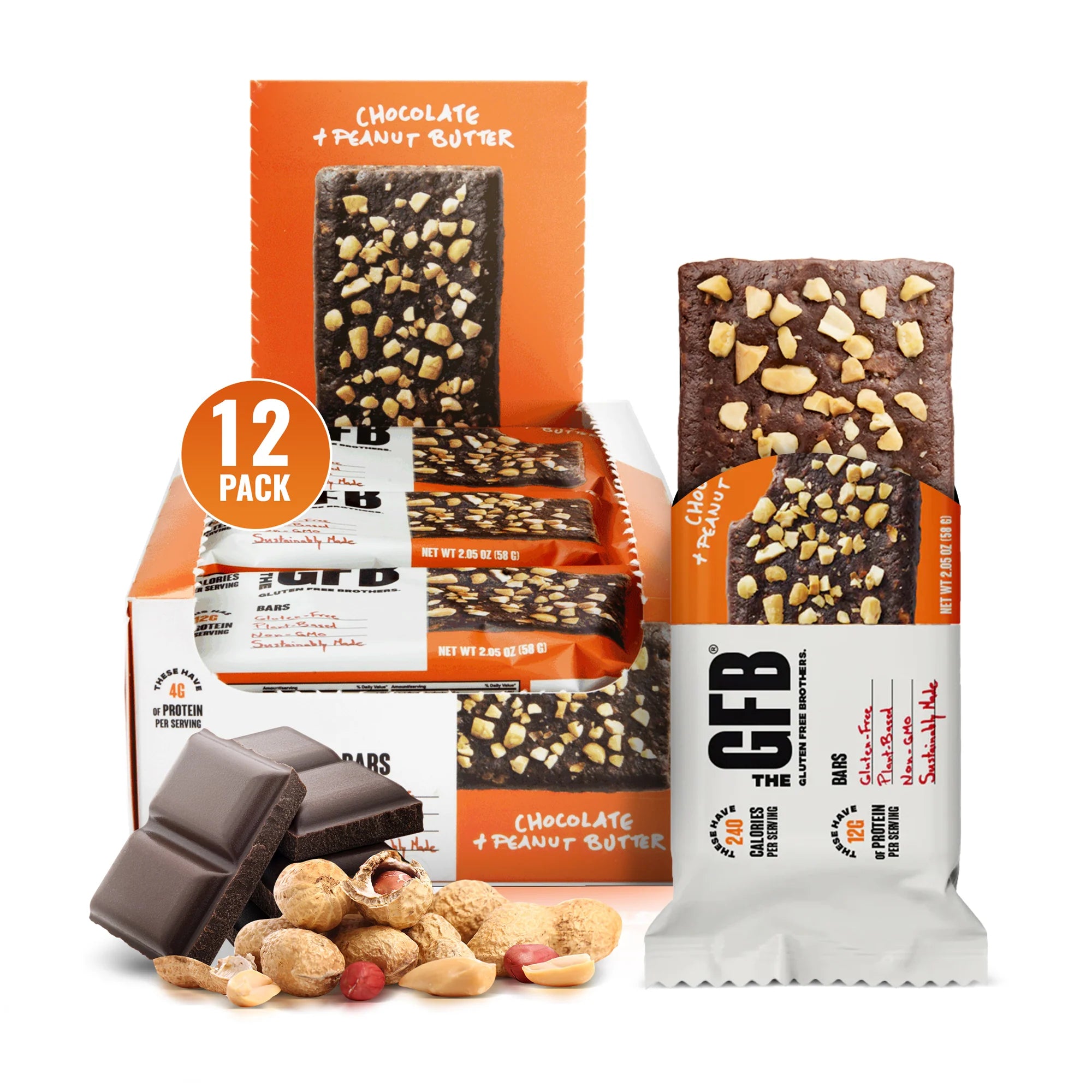 The GFB Chocolate Peanut Butter Bars Box of 12
