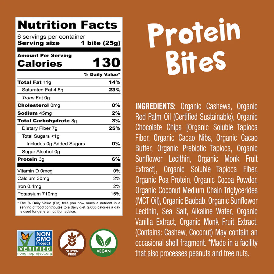 BHU Foods Double Dark Chocolate Cookie Dough Protien Bites ( 6 X 5.29 OZ )