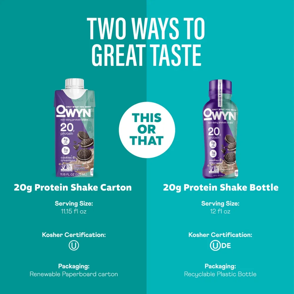 OWYN Protein Drink Cookies and Creamless ( 12 X 12 OZ )