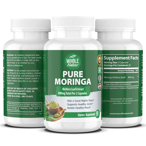 Whole Nature Moringa Capsules, 800mg Organic Moringa Oleifera