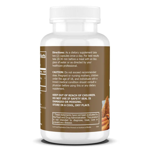 Whole Nature Cinnamon Capsules 1200mg, Made With Organic Ceylon