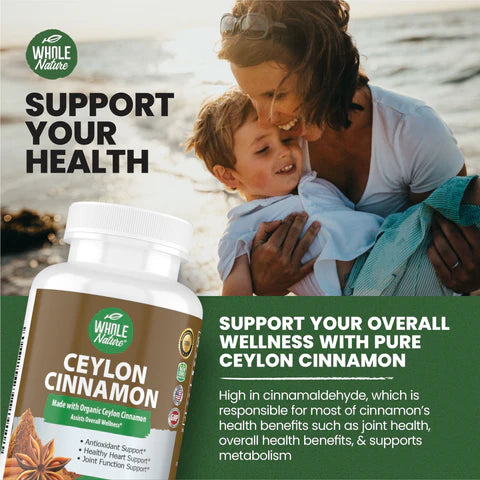 Whole Nature Cinnamon Capsules 1200mg, Made With Organic Ceylon