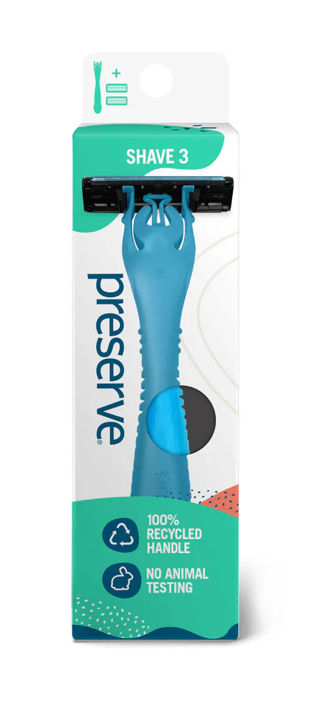 Preserve Shave 3 Razor System | Handle & 2 Blades, 12 ct